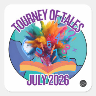 Tourney of Tales-Aufkleber Juli 2026 Quadratischer Aufkleber