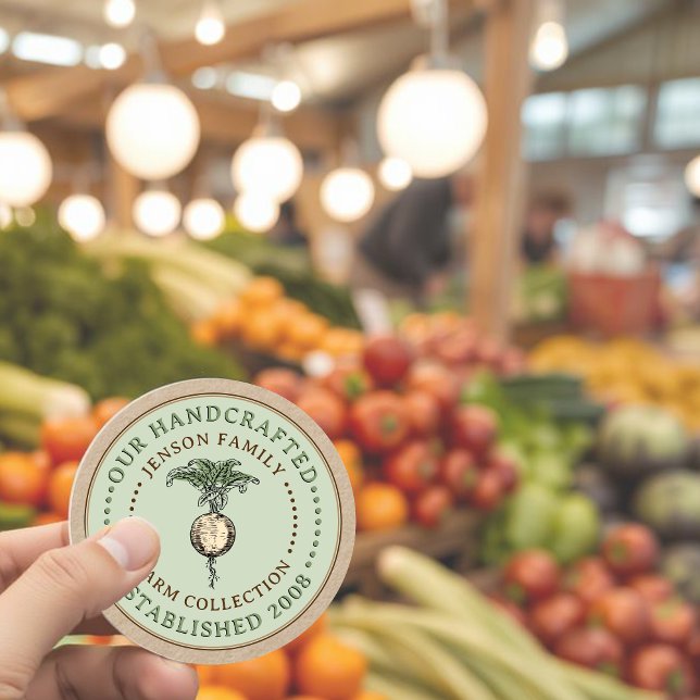 Tournip Étiquette à la ferme familiale sur logo ve (Créateur téléchargé)