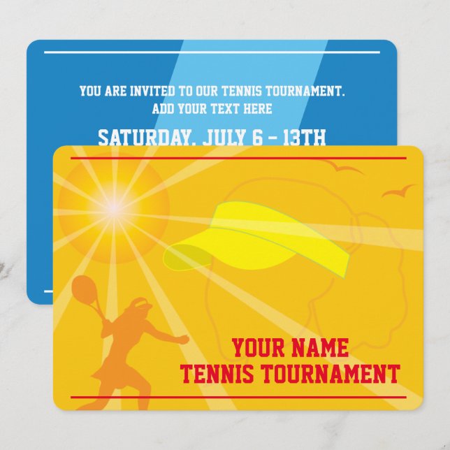 Tournoi de tennis d'été invitation modèle (Devant / Derrière)