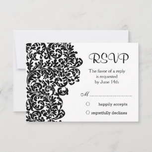Tournois noir gaufre damassé mariage RSVP