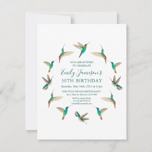 Tourquoise Hummingbirds Invitation d'anniversaire