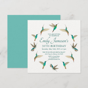 Tourquoise Hummingbirds Invitation d'anniversaire