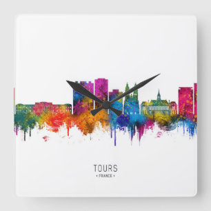 Tours Frankreich Skyline Quadratische Wanduhr