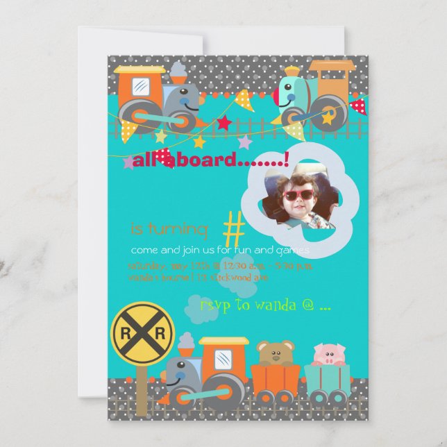 Tous à bord, entraîne des invitations d'anniversai (Devant)