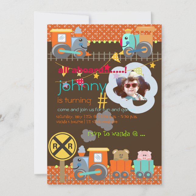 Tous à bord, entraîne des invitations d'anniversai (Devant)