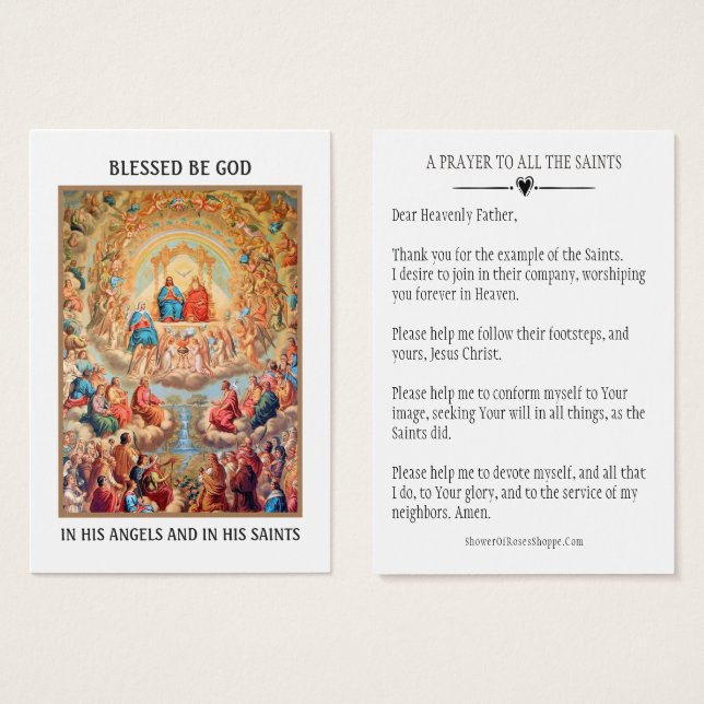 TOUS LES SAINTS JOUR PRIÈRE CÉLÉBRATION CARTES SAI (Devant & derrière)