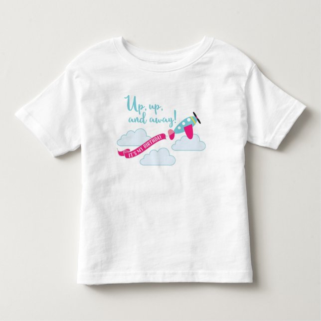 Tous Petits T-shirt d'anniversaire d'avion pour les filles (Devant)