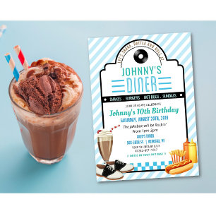 TOUT ÂGE - 1950 Retro Diner Invitation d'anniversa