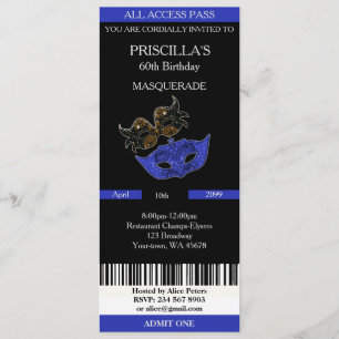 tout âge, 60 ans, Invitation Billet d'anniversaire