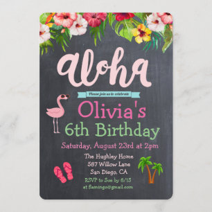 TOUT ÂGE - Anniversaire Aloha Luau Invitation trop