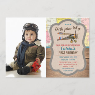 TOUT ÂGE - Avion Photo Anniversaire Invitation