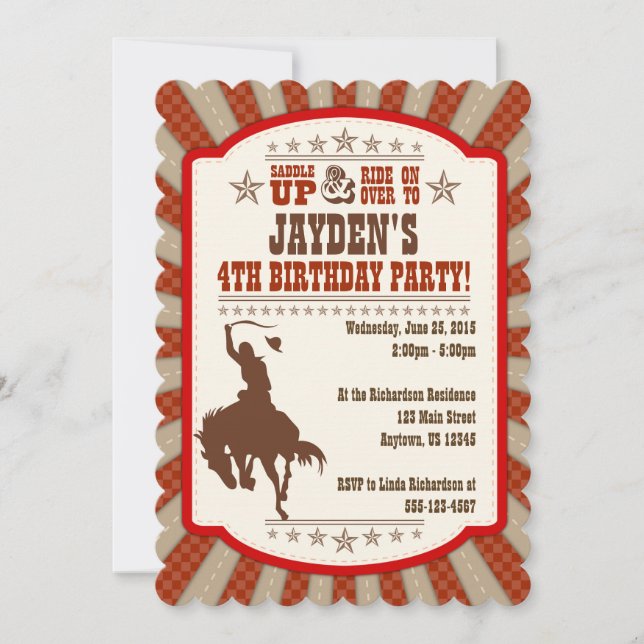 Tout âge Cowboy Rodeo Anniversaire Fête Invitation (Devant)