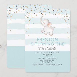 TOUT ÂGE - Elephant Boy Invitation d'anniversaire