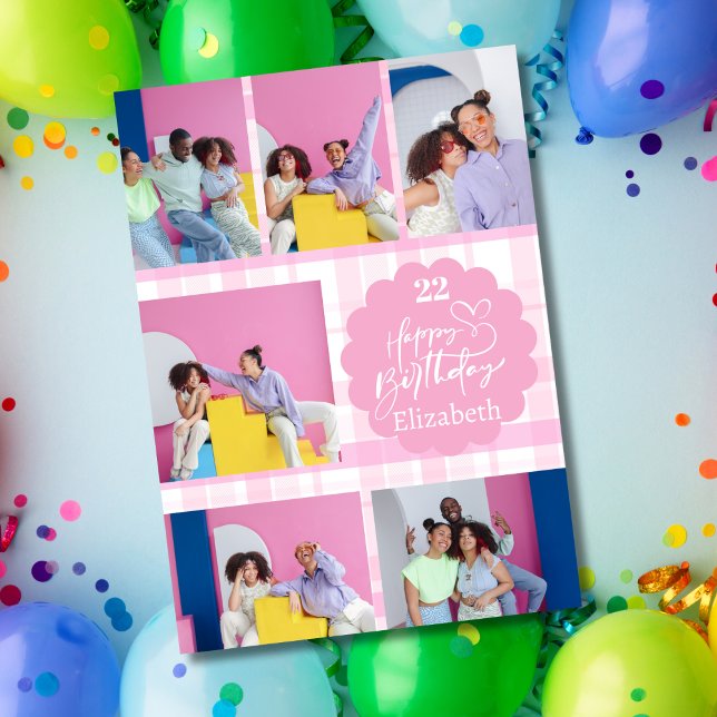 Tout âge Feminine Rose 7 Photo Collage Anniversair (Créateur téléchargé)