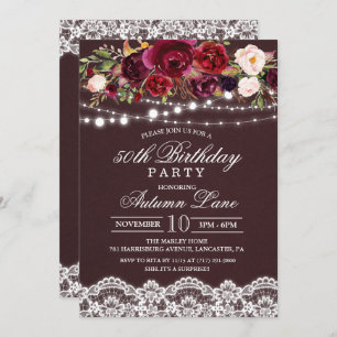 TOUT ÂGE - Floral Rustic Anniversaire Invitation