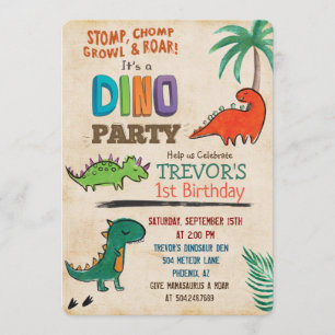 TOUT ÂGE - Invitation d'anniversaire de dinosaure 