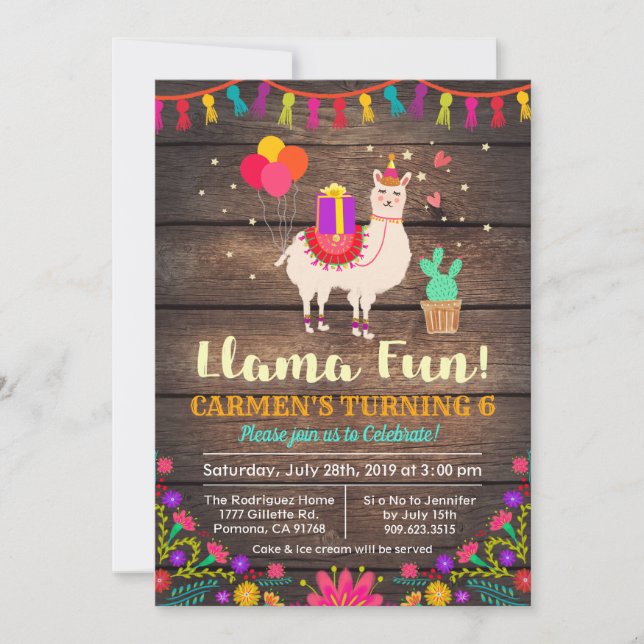 TOUT ÂGE - Llama Invitation à l'anniversaire (Devant)