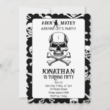 Tout âge Pirate Thème Anniversaire Invitation
