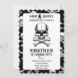 Tout âge Pirate Thème Anniversaire Invitation