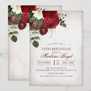 TOUT ÂGE - Rustique Floral Invitation d'anniversai