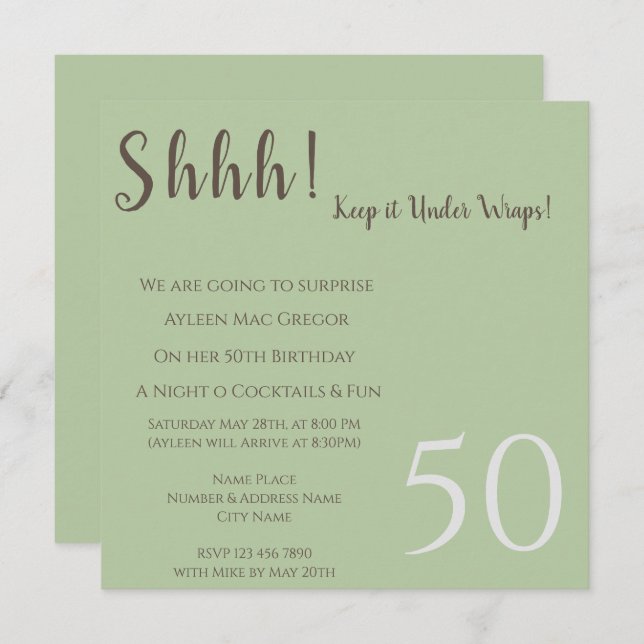 Tout âge Surprise Invitation Anniversaire (Devant / Derrière)