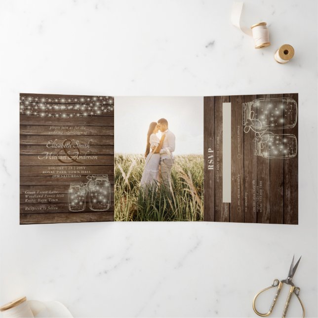 TOUT EN 1 PHOTO Mariage INVITER Programme RSVP Men (Intérieur)