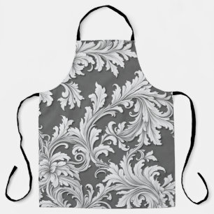 Tout-en-dessus Imprimer Tablier Damas noir blanc g
