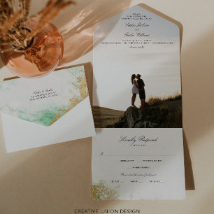 Tout En Un All in One Classic Luxe Marble Wedding Invitation
