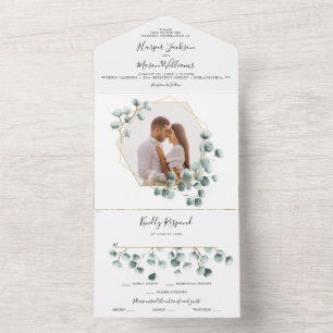 Tout En Un All in One Eucalyptus Greenery Wedding Invitation