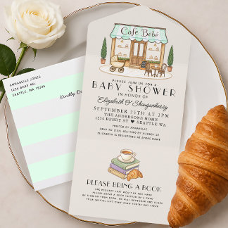 Tout En Un Café Bébé de Paris French Invitation de Baby Showe