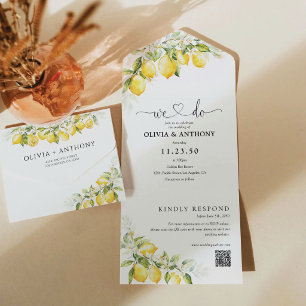 Tout En Un Citrus Lemon All in One Wedding Invitation