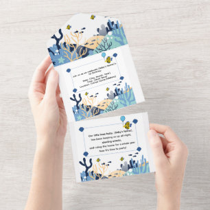Tout En Un Cute Ocean First Birthday Celebration Invitation