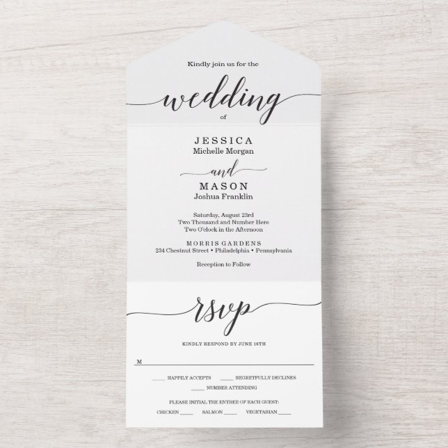 Tout en un Élégance minimale Tout en un Invitation (À l'intérieur)
