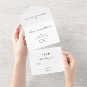 Tout En Un Élégant Al Blanc Dans Une Invitation RSVP