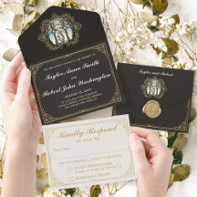 Elégant mariage vintage Invitation Art Nouveau