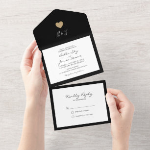 Tout En Un Faire invitation de mariage tout-en-un à coeur noi