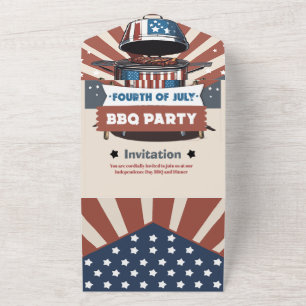 Tout En Un Invitation 4 juillet barbecue triplée