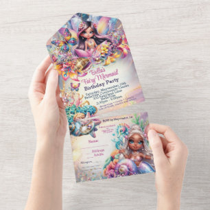 Tout En Un Invitation à la fête de la fée sirène