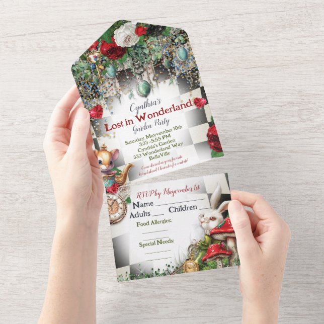 Tout En Un Invitation à la fête de Wonderland  (Déchirure)