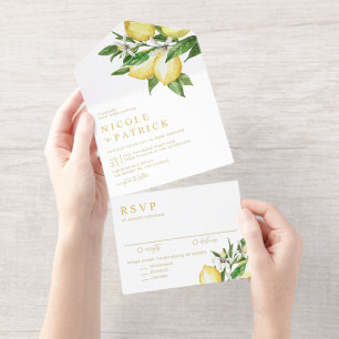 Tout En Un Invitation Aquarelle Fleurs de citron Mariage d'été