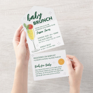Tout En Un Invitation au Brunch pour bébé vert - Éteins pour 