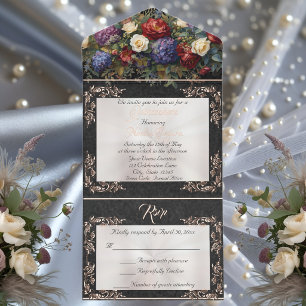 Tout En Un Invitation Cadre de feuilles en aluminium Quinceanera - Bouqu