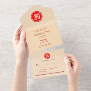 Tout En Un Invitation d'anniversaire pour une Longue Vie Chin