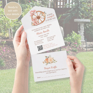Tout En Un Invitation de Baby Shower Cowgirl tout-en-un avec 