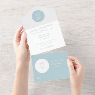 Tout En Un Invitation de Baby shower Personnalisable Bleu Mod