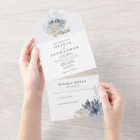 Invitation de mariage bleu de plage de coquillages