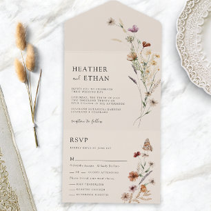 Tout En Un Invitation de mariage Boho All in One