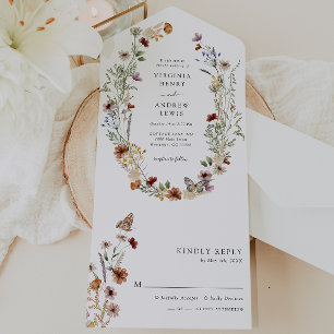 Tout En Un Invitation de mariage Boho All in One