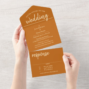 Tout En Un Invitation de mariage Burnt Orange All in One