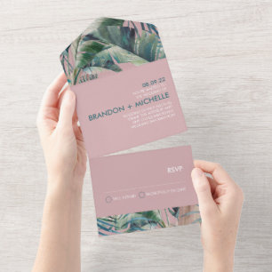 Tout En Un Invitation de mariage Déco de style tropical